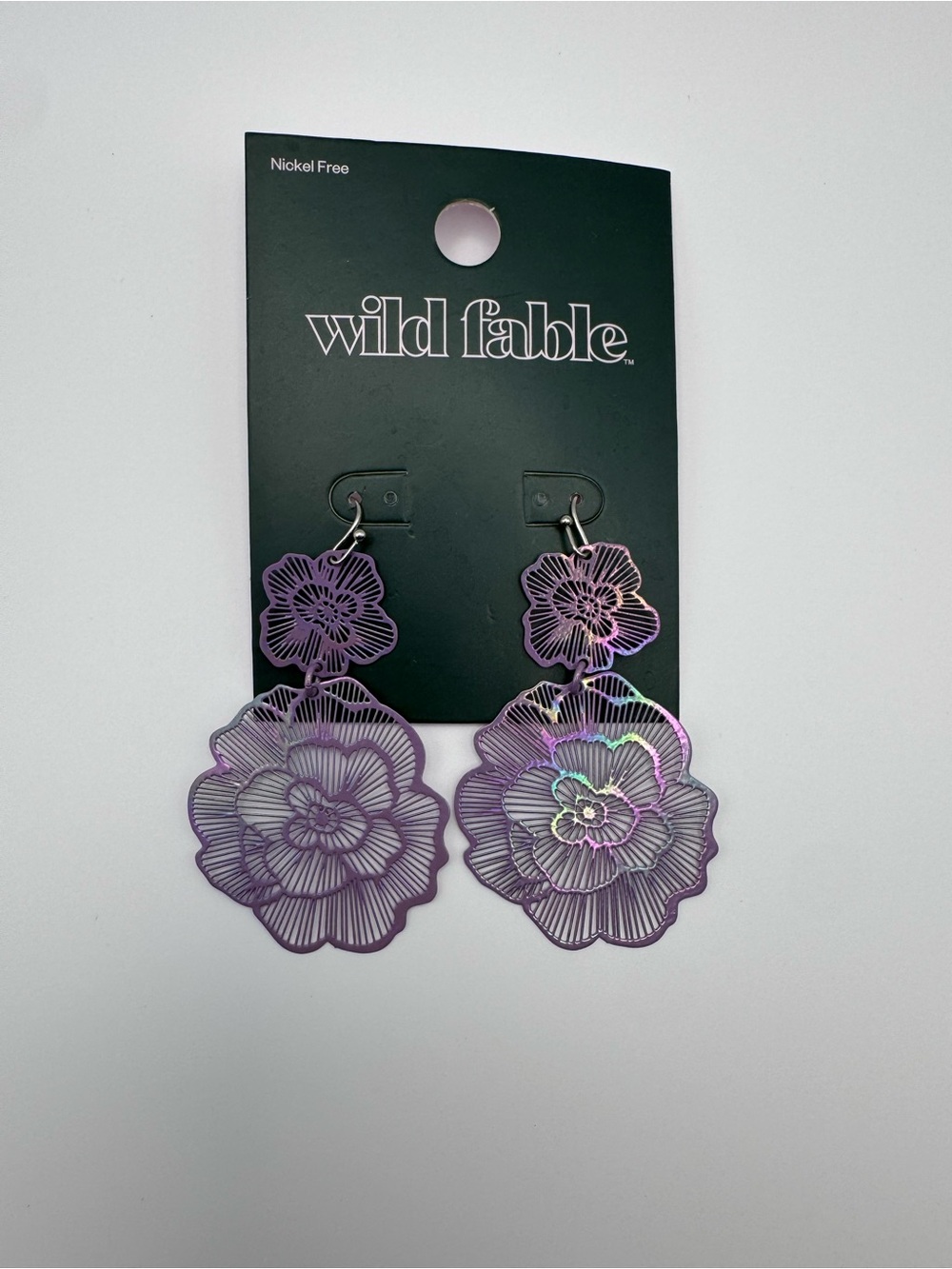 Wild Fable Iridescent Purple Floral Dangle Earrings